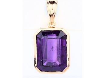 11.40 Carat Genuine Amethyst .925 Sterling Silver Pendant, Includes 18' Chain
