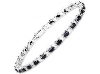 8.75 Carat Genuine Black Sapphire .925 Sterling Silver Bracelet
