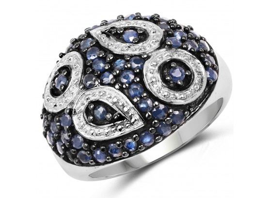 1.44 Carat Genuine Blue Sapphire .925 Sterling Silver Ring