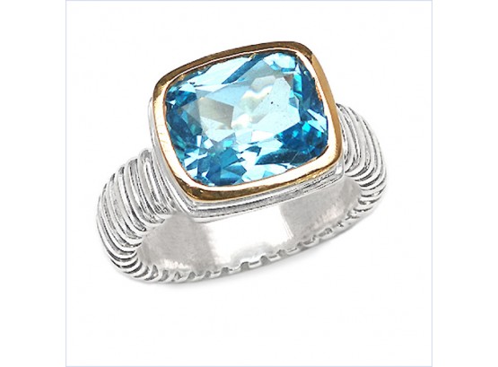 4.70 Carat Genuine Blue Topaz .925 Sterling Silver Ring