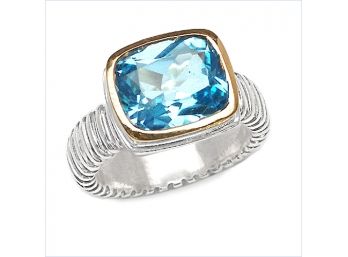 4.70 Carat Genuine Blue Topaz .925 Sterling Silver Ring