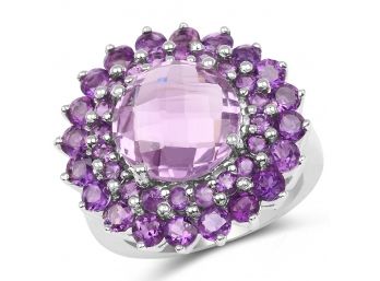 8.02 Carat Genuine Amethyst .925 Sterling Silver Ring, Size 7.00