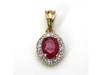 2.63 Carat Ruby And White Topaz .925 Sterling Silver Pendant