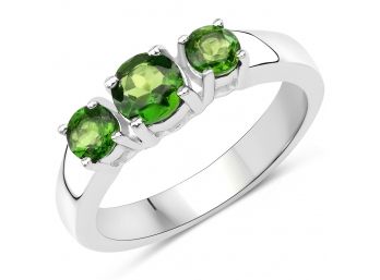 1.06 Carat Genuine Chrome Diopside .925 Sterling Silver Ring