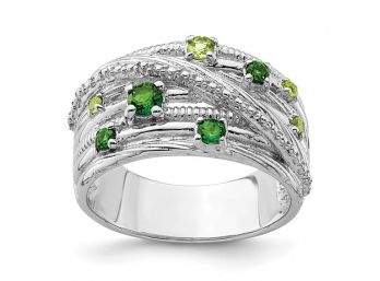 Sterling Silver Chrome Diopside And Peridot Ring