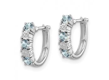 Sterling Silver Aquamarine And Diamond Earrings