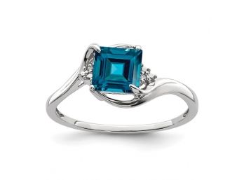 Sterling Silver Diamond And London Blue Topaz Ring