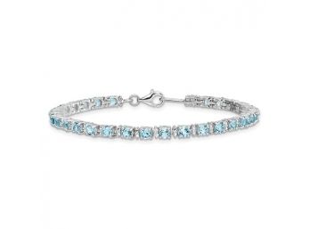 Sterling Silver Blue Topaz And Diamond Bracelet