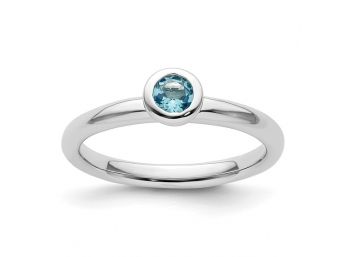 Sterling Silver Stackable Round Blue Topaz Ring