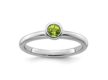 Sterling Silver Stackable Round Peridot Ring