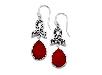 Pear Shape Coral Cancer Awareness Earrings