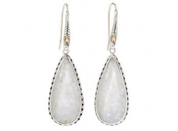 Sterling Silver And 18K Gold Pear Shape Earrings With Mother Of Pearl