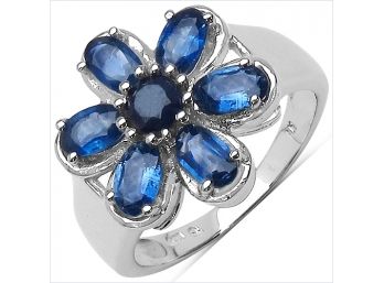 2.43 Carat Genuine Blue Sapphire .925 Sterling Silver Ring