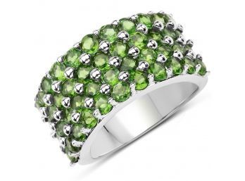 3.08 Carat Genuine Chrome Diopside .925 Sterling Silver Ring