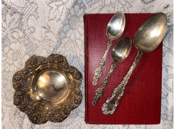 Sterling Silver Spoons And Small Dish