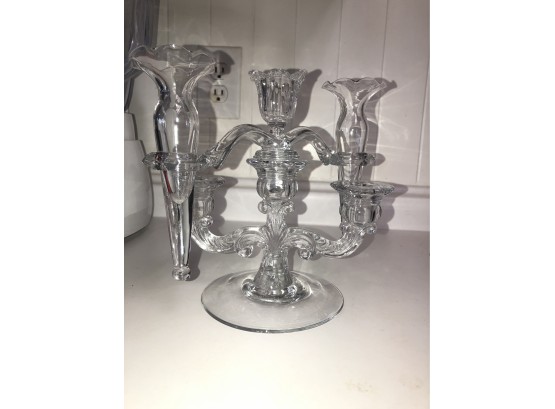Glass Flower And Candle Holder
