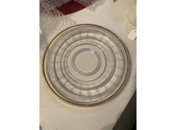 Set Of Six Gold Rimmed Glass Plates