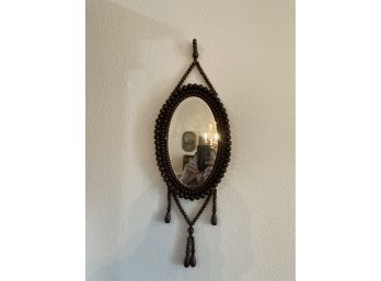 Small Mirror With Wood Beads