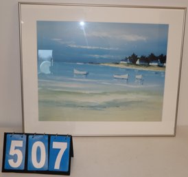 31' X 25.5' - Framed Art Work - Unknown Artist - Water Boats