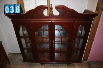 Hutch Cabinet Wooden W/ Glass Shelving - Top Piece