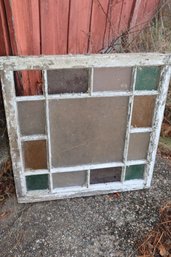 Vintage Stained Glass Mirror (Missing One Corner Piece)
