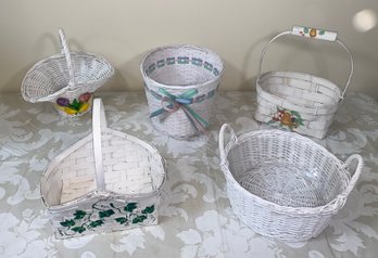 Assorted White Painted Baskets