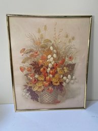 Orange/Tan Floral Print With Gold Frame