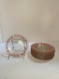 Pyrex Gooseberry Pink Glass Plates Set Of 10