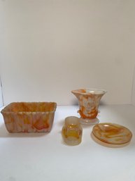 Akro Agate Pressed Glass Lot Orange