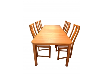 7.5 Foot IKEA Dining Table With Leaf And 6 Chairs