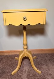 Yellow Painted Square Top Side Table With Drawer
