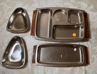 MCM Metal And Wood Serving Trays