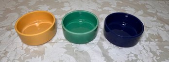 Three Fiestaware Bowls - Green, Blue, Yellow