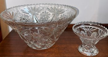 Anchor Hocking Presscut Punch Bowl With Stand