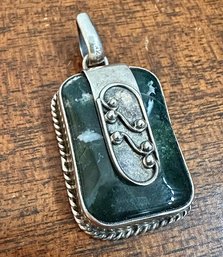 Green Mossy Sterling Silver Pendant
