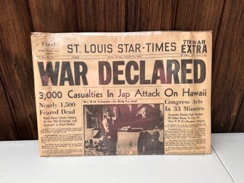 St. Louis Star Dec 8 1941 'war Declared' Newspaper