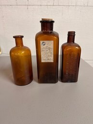 Lot Of Vintage Brown Bottles