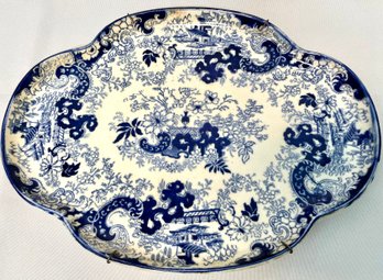 Antique Ridgeway Corey Hill 1800s Flow Blue Serving Platter