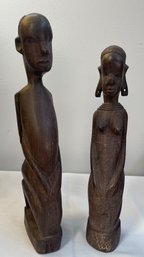 Vintage African Carved Statues Set Of 2