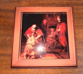Wood Framed Tile Of 'The Return Of The Prodigal Son' By Rembrant