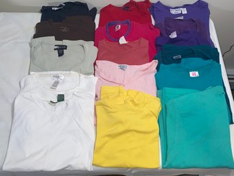 Women's Size Large Short Sleeve Tops-solid Colors
