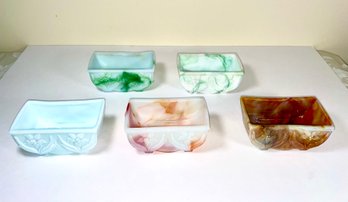 Set Of 5 Akro Agate Planters