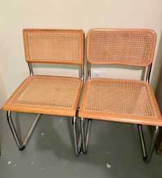 Pair Of Metal And Cane Kitchen Chairs