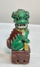 Chinese 1920 Green Porcelain Foo Dog Figurine