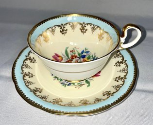 Aynsey Bone China Blue/white Floral Cup And Saucer