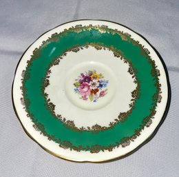 Aynsley Bone China Green/gold /white Floral Saucer