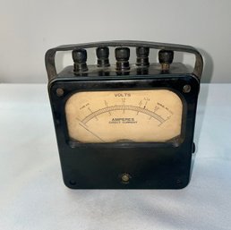 Vintage Electrical Voltmeter W/leather Handles