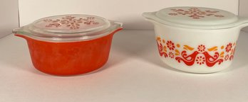 2 Pyrex Casserole Dishes With Lids-Friendship Pattern