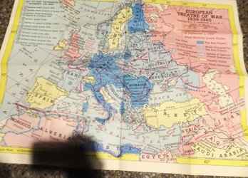 EUROPEAN MAP THEATRE OF WAR 1939 TO 1945