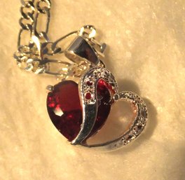 24' STERLING SILVER NECKLACE WITH RED HEART